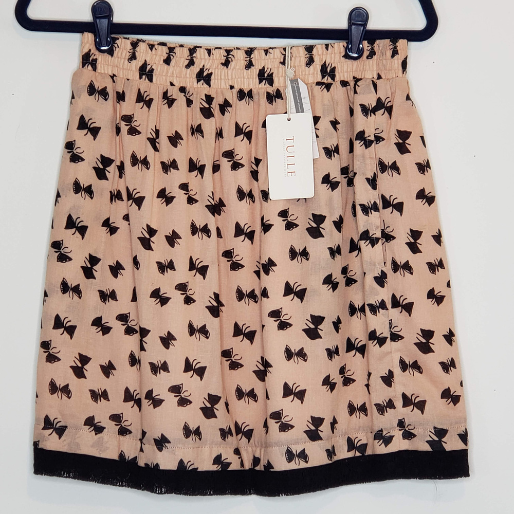 Anthro Tulle a-line flowy butterfly pink skirt NWT